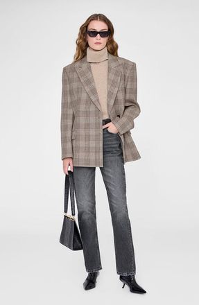 Anine Bing Aretha Blazer in Brown Plaid at Nordstrom, Size X-Small