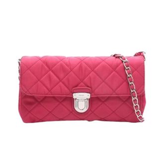 Prada Pre-owned Cross Body Bags, female, Pink, Size: ONE SIZE Pre-owned Tessuto Impuntu nylon leather shoulder bag