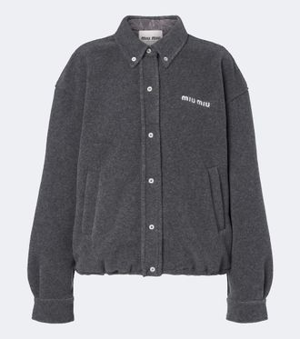 Miu Miu Logo embroidered blouson jacket