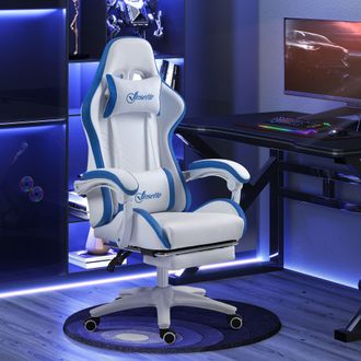 Vinsetto Racing Style Gaming Chair with Reclining Function Footrest in White