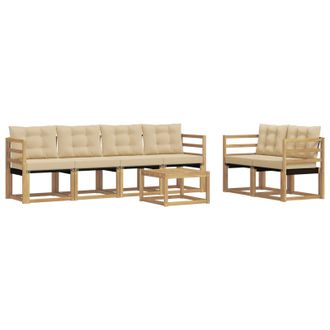 vidaXL Conjunto De Sof&aacute;s De Exterior Con Coj&iacute;n 7 Pcs Y Beige Vidaxl