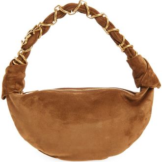 Saint Laurent Mini Amalia Suede Hobo Bag in Caramel Cognac at Nordstrom
