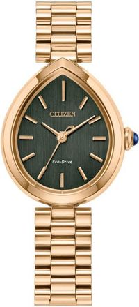 Citizen Rainell Classic Bracelet Watch, 31.3mm x 26mm in Rose Gold-Tone/green at Nordstrom