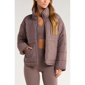 Zella Quilted Packable Jacket in Grey Plum at Nordstrom, Size Large