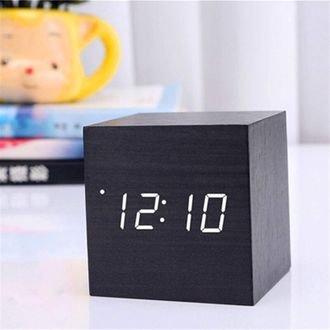 OEM Reloj Despertador Digital Led, Reloj De Cubo De Madera, Reloj De Escritorio De Madera, Reloj Despertador De Madera, Reloj De Cubo Digital Con Control 