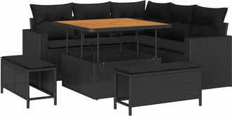 vidaXL Garden Sofa Set Height-Adjustable 8 pcs Black Poly Rattan vidaXL