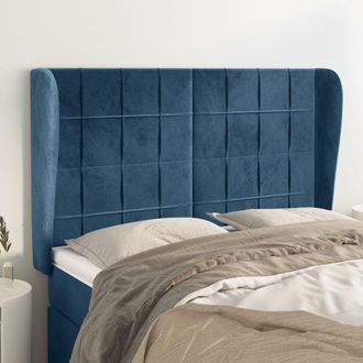 vidaXL Cabecero Con Orejas De Terciopelo Azul Oscuro 147x23x118/128 Cm Vidaxl