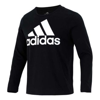 adidas Mens adidas Large Logo Printing Loose Sports Long Sleeves Black T-Shirt GV5274