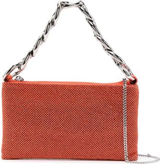 Patrizia Pepe Maxichain rhinestone clutch bag - women - Polyurethane/Polyester - One Size - Orange