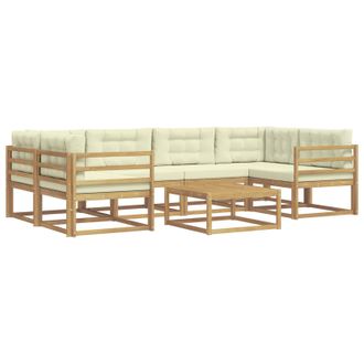 vidaXL Conjunto De Sof&aacute;s De Exterior Con Coj&iacute;n 5 Pcs Blanco Y Crema Vidaxl
