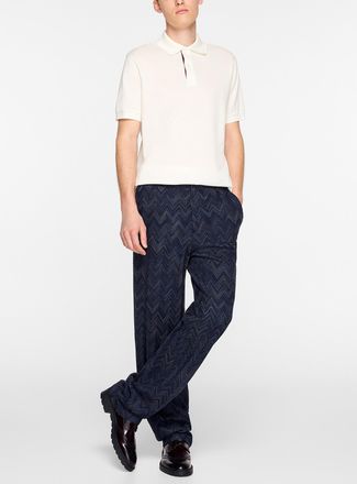 Missoni Mens Blue textured zigzag pattern pant