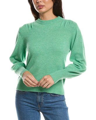 Fort&eacute; Cashmere Gathered Shoulder Crewneck Cashmere Sweater