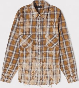 Amiri Mens Amiri Bleach Amiri Logo Flannel - Size: Regular/36