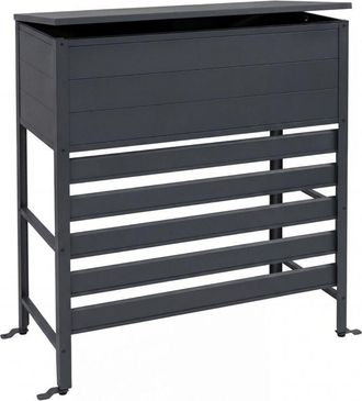 Hhg [NON UTILIZZATO] Copertura in alluminio per climatizzatore/pompa di calore HHG-561, vano contenitore stoccaggio 110x96x43 cm, antracite