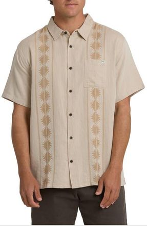Billabong Cordoba Short Sleeve Linen Blend Button-Up Shirt in Desert Khaki at Nordstrom, Size Large