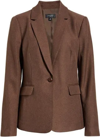 Tahari by ASL One-Button Peak Lapel Blazer in Walnut at Nordstrom, Size 12