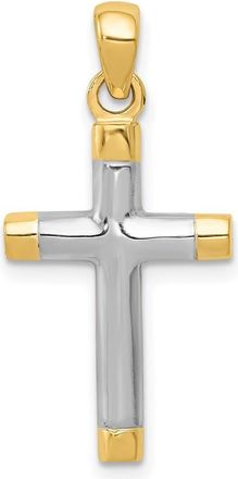 Diamond2Deal 14k Yellow Gold Rhodium Cross Pendant