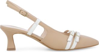 Melluso D&eacute;collet&eacute; donna slingback in pelle nude e bianco e1690