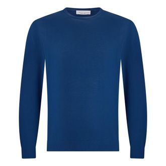 Roberto Collina Round-neck Knitwear, male, Blue, Size: 2XL Crew Neck Sweater