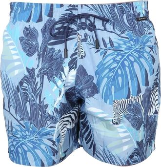 Etro Boxershorts Zwembroek met Maxi Bloemenprint - Heren - Strandmode - Blauw - XL - Badmode