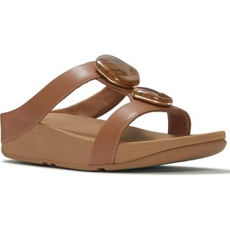 FitFlop Fino Marbled-Stone Slides in Deep Tan at Nordstrom, Size 11