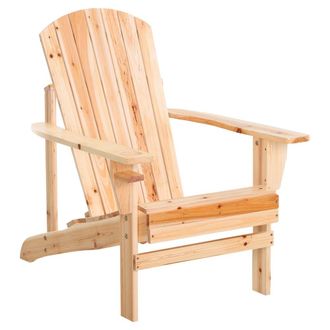 OUTSUNNY Adirondack silla para jard&iacute;n 72x95x93 cm madera natural