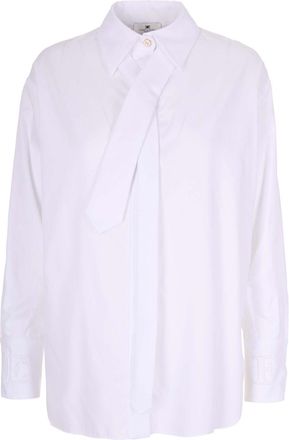 Elisabetta Franchi White Poplin Shirt with Tie