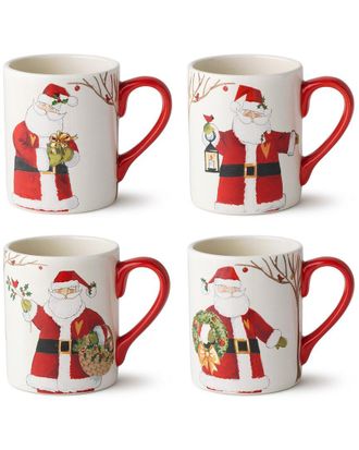 Certified International Santa Delight Set Of 4 Mugs
