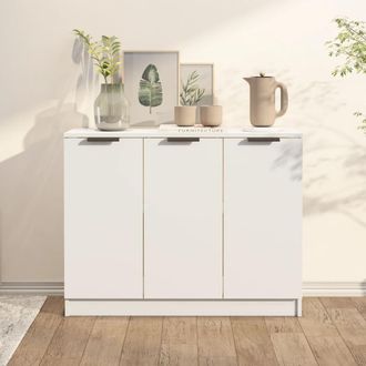 vidaXL Aparador De Madera Contrachapada Blanco 90,5x30x70 Cm Vidaxl
