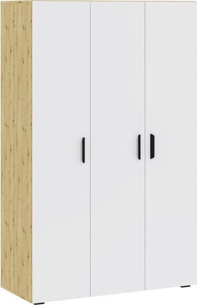 CARRYHOME Drehtürenschrank, Weiß, Eiche Artisan, Holzwerkstoff, 4 Fächer, 111x179x52 cm, in verschiedenen Größen erhältlich, Schlafzimmer