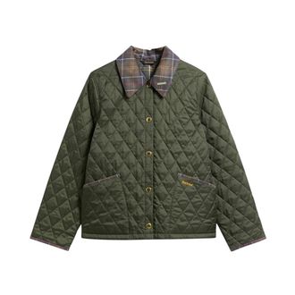 Barbour Crop Liddesdale doorgestikt jack - Dames - Jassen - Groen - Maat: S Zijde