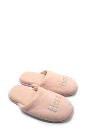 Portolano Embroidered Cashmere Scuff Slipper in Powder Pink at Nordstrom Rack, Size X-Large