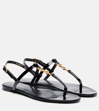 Saint Laurent Cassandre patent leather thong sandals