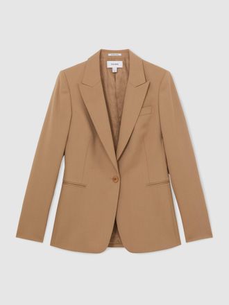 Reiss Camel Petite Wool-blend Single-breasted Suit Blazer, 10