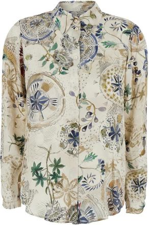 Momoni Wit shirt met klassieke kraag en all-over print in viscose voor dames - Dames - Overhemden - Veelkleurig - S - Overhemden
