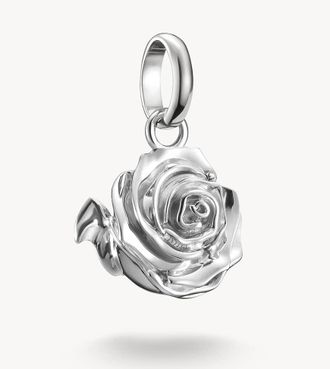 Thomas Sabo Ciondolo con pendente a forma di rosa argentato-Argento