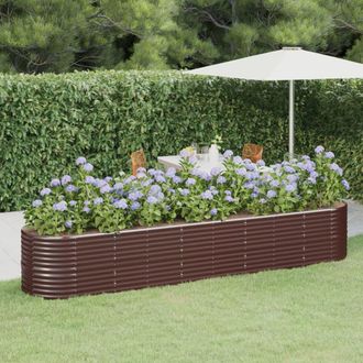 vidaXL Jardinera Arriate Acero Galvanizado Marr&oacute;n 368x80x68 Cm Vidaxl
