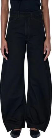 Christophe Lemaire High Waisted Curved Trousers - female - Lemaire - Loose Fit Jeans - Black - XS - Jeans