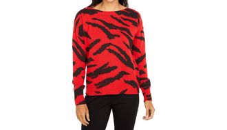 Elliott Lauren Well Red Boatneck Sweater In Red/black