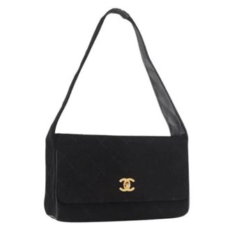 Chanel Pre-owned Vintage Schoudertas - Dames - Pre-owned - Zwart - Maat: ONE Size Katoen