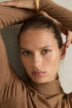 Reiss Womens Brown Ribbed Flared Mini Dress, Size: 8