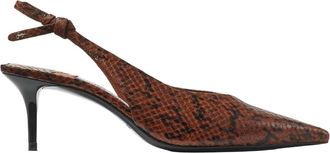 Jimmy Choo London Womens Snake Printed Leather Slingback Heels In Cognac