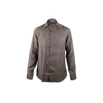 Moorer Roman YS Shirt - Heren - Casual Overhemden - Bruin - L - Linnen - Overhemden