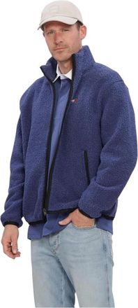 Tommy Jeans Fitness, Heren, Blauw, L, Heren Truien & Vesten Tjm Rlx Badge Zip-thru Teddy Ext