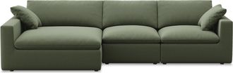 Castlery Modular Customized Wide Chaise Sectional Sofa with Machine Washable Covers and Feather-filled Cushions - Green by Castlery