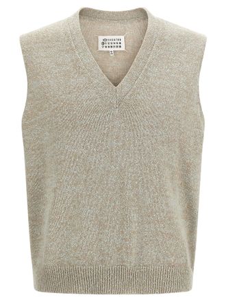 Maison Margiela Beige Cotton Sleeveles Mens Sweater