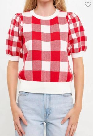 endless rose Puffy Sleeve Top In Red