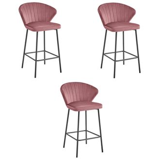 OEM Taburete Gatta - Terciopelo Rosa Oscuro / Patas Negras X 3