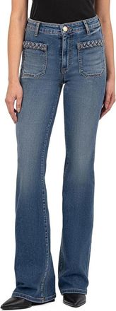 Kut from the Kloth Womens KUT from the Kloth Ana Jeans Blue Patch Pockets High Rise Flare RED1105
