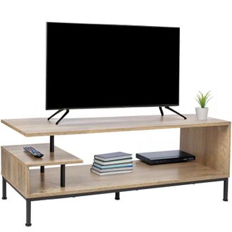 Relaxdays Relaxdays TV-Lowboard, 3 ripiani per TV fino a 55, A x L x P: 40 x 106 x 39,5 cm, naturale/nero